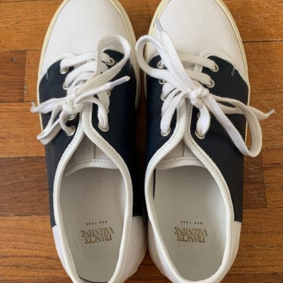 Frances Valentine New York Mens Blue Leather Sneakers - Picture 1 of 4